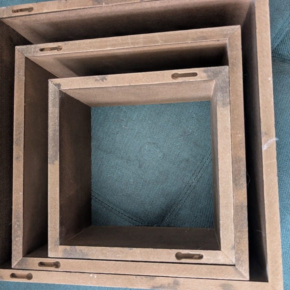 Set of 3 Grey Taupe Brown Square Nesting Boxes Shelves 12" - Picture 8 of 10